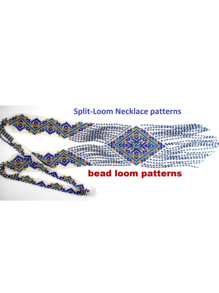 Bead loom patterns, schemes for a Gerdan-Split-Loom Necklace, Beading Loom only Pattern, Instant Download, PDF
