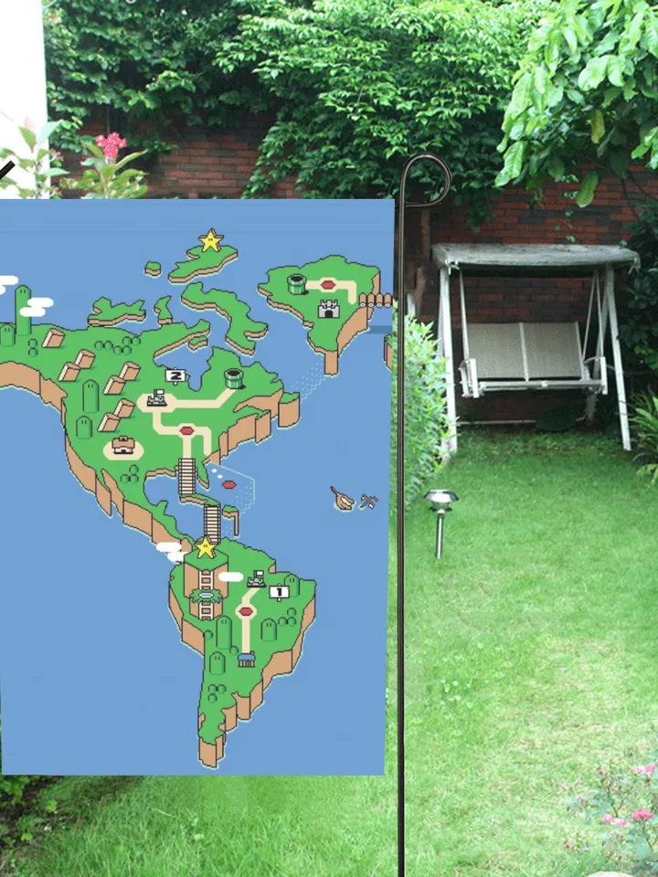 Super Mario Map Garden Flag (Two Sides Printing, without Flagpole)