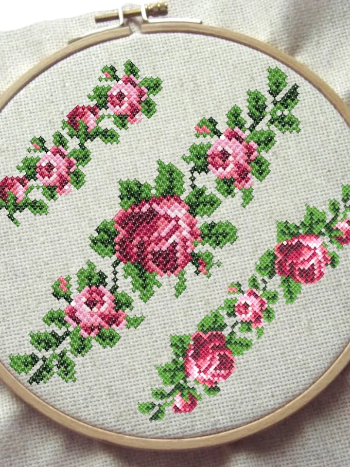 Roses cross-stitch set patterns machine embroidery designs digital embroidery pattern clothing décor embroidery motif flower embroidery