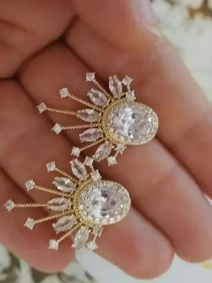 Art Deco Wedding Earrings, Swarovski Crystal Boho Bridal Earrings, Gold Statement Wedding Jewelry, Bridesmaid Gift, Star Celestial Jewelry