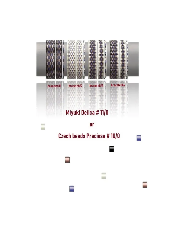 Cuff Bracelet patterns in Loom-Square Stitch technique for Miyuki Delicas and Preciosa, Instant Download