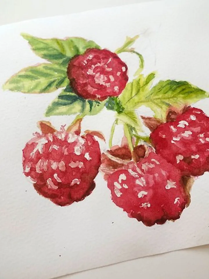 Raspberry Painting Fruit Watercolor Art Eat Artwork Kitchen Art