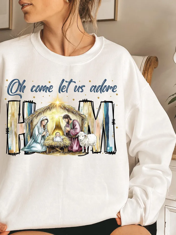 Oh Come Let Us Adore Him Png, Nativity Scene Christmas Png, Coquette Jesus Christmas Png, Baby Jesus Png, Oh Holy Night Png, Hand Drawn