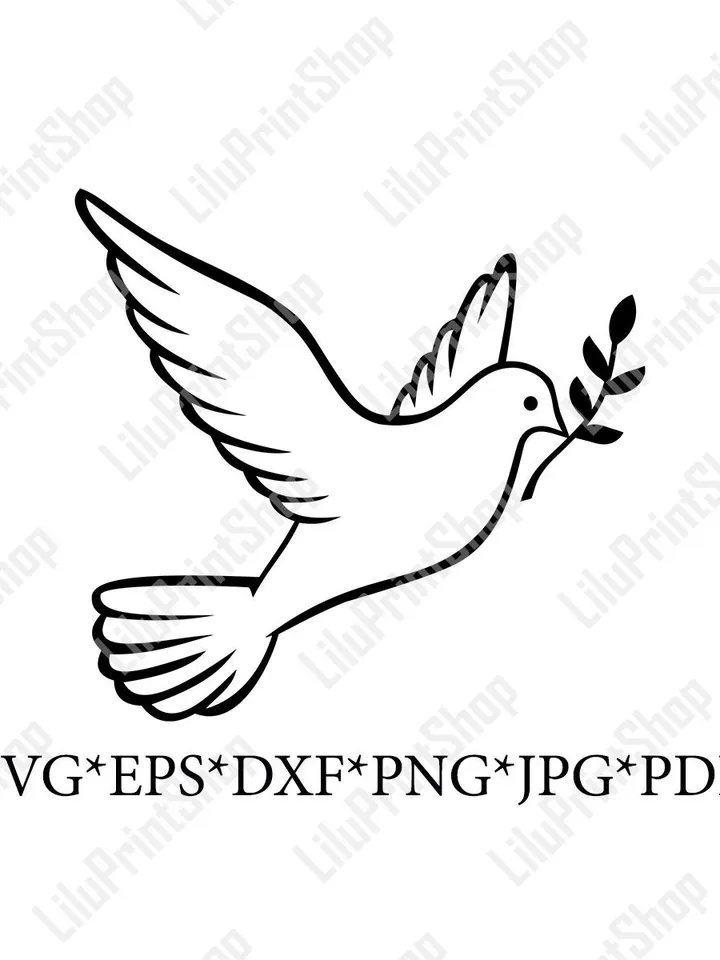 Peace dove svg Bird eps dxf PNG Flying white dove svg clipart and cut file vector Digital instant download for cutting sublimation