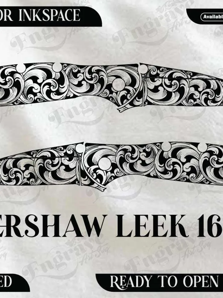 kershaw Leek 1660 Scrolling design,lasercut,laserengraving,fiberlaser,engravingfiles