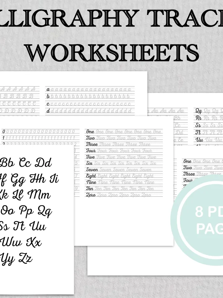 Calligraphy Tracing Worksheets, Calligraphy practice sheets