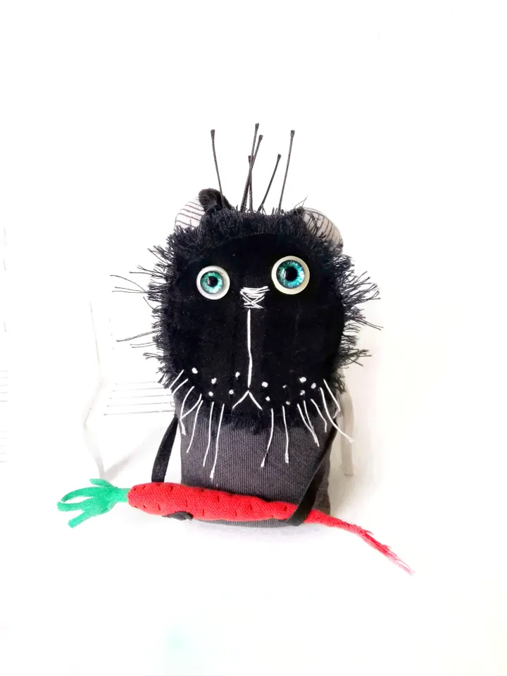 Handmade Quirky and Unique Fabric Art Doll Bunnies: One-of-a-Kind Fun Delightful Interior Decor Toys with a Spooky Twist. FREE SHIPPING!