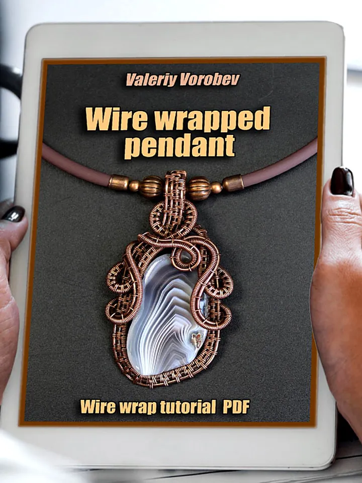 Wire Wrap pendant step by step tutorial PDF. Handmade Wire jewelry.