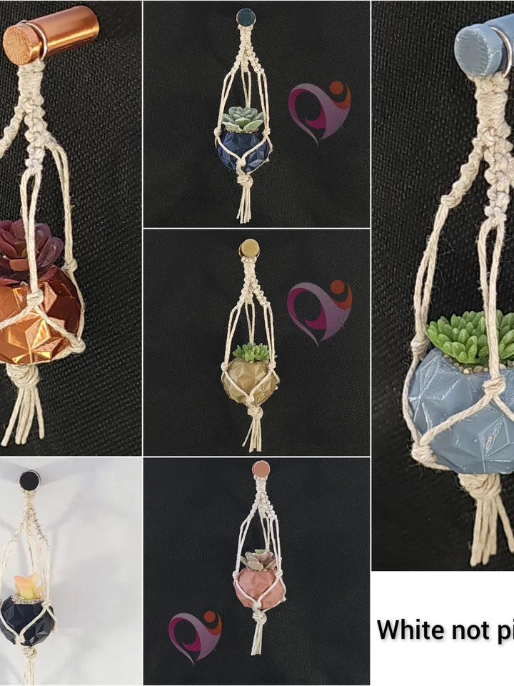 Mini Macrame Succulent Magnet for Fridge or Locker Unique Gift for Plant Lovers Cute Boho Kitchen Decor Under 10