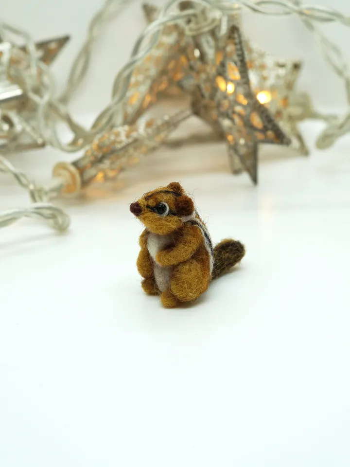 Tiny needle felted chipmunk, miniature needle felted animal