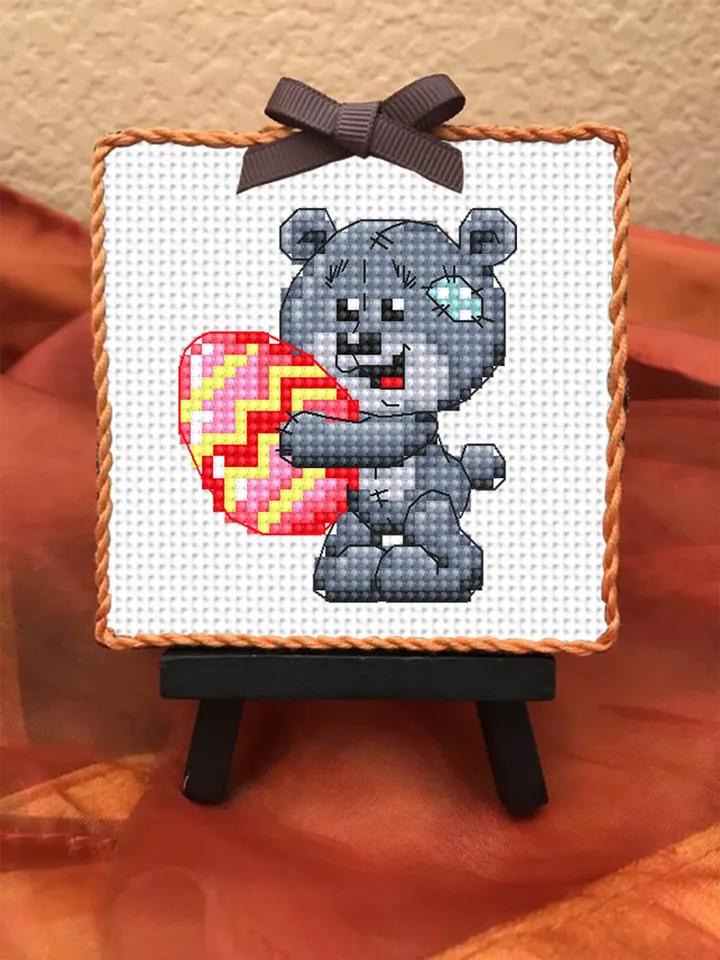Small bear cross stitch pattern download PDF Easter cross stitch chart, Easter egg cross stitch, Easter ornament, Easter home decor #T3