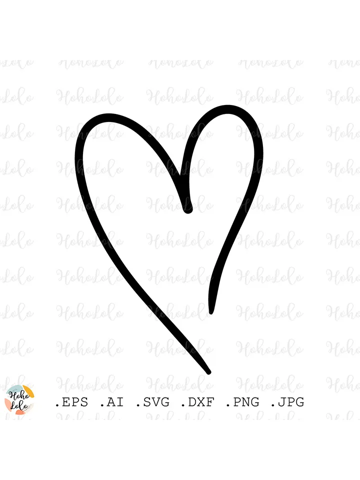 Heart Svg, Heart Outline Cricut, Heart Silhouette, Heart Clipart Png, Heart Stencil Template Dxf