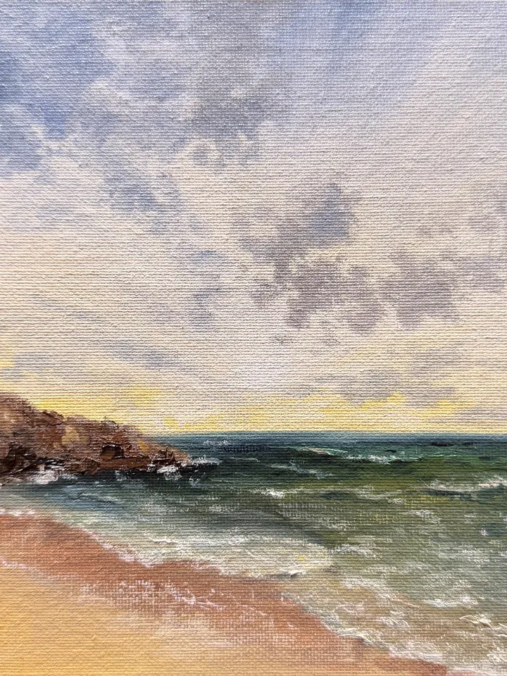 Seascape Original Art Sunset Oil Painting Coast Wall Art Sunrise Painting