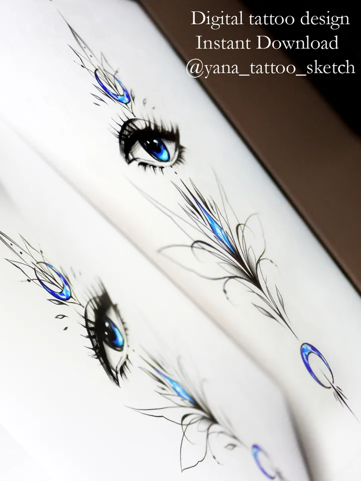Third Eye Tattoo Design Evil Eye Tattoo Idea Sketch Stencil, Instant download PDF, JPG