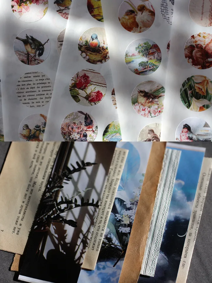 Stickers, papers, jewelry - creative kit for journaling, snail mail, collage making - birds, flowers, butterflies