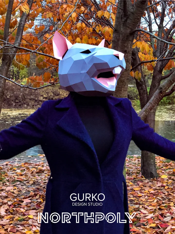 Evil Rat Mask Papercraft, Mouse, Digital Template, PDF Download, Gurko, 3D Low Poly Animal Mask, DIY Origami, Pepakura, Paper Mask, Costume