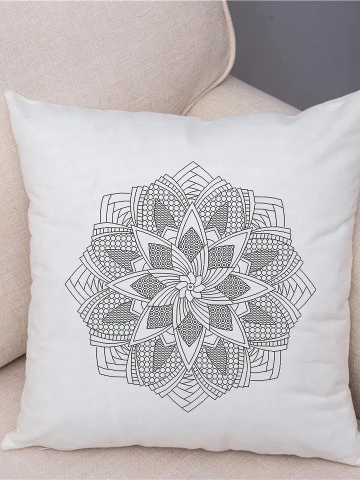 Floral mandala blackwork pattern PDF Blackwork mandala embroidery download PDF, Mandala cross stitch, Mandala ornament Backstitch chart #W10