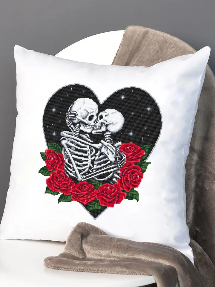 Skeleton couple in love gothic cross stitch pattern download PDF Gothic heart cross stitch chart, Gothic valentine design, Goth wedding #H53