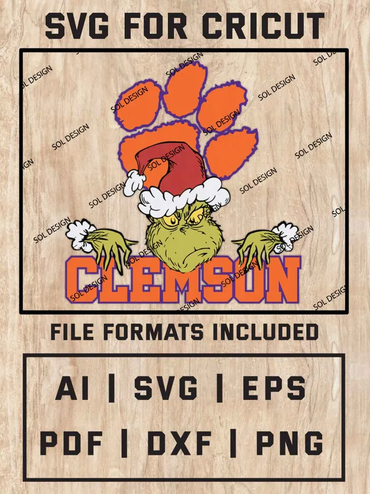 Grinch Clemson Tigers SVG, NCAA College Team SVG Design, NCAA Clemson Tigers SVG, NCAA Clemson Team Cricut, Christmas Svg, Grinch svg, Digital Download