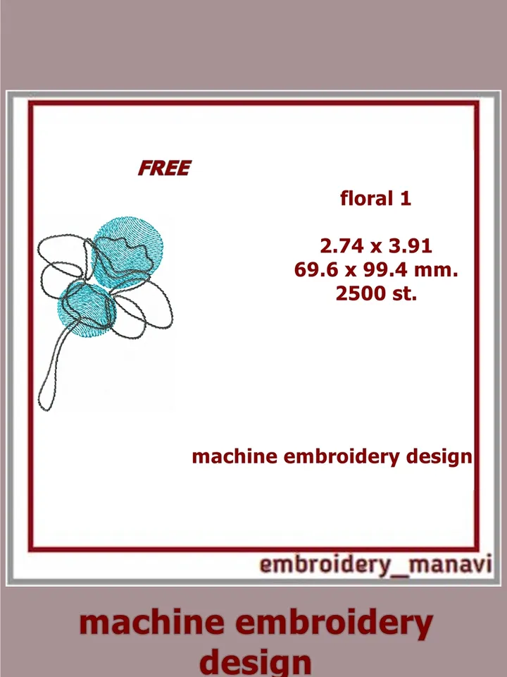 Machine embroidery design Floral Free