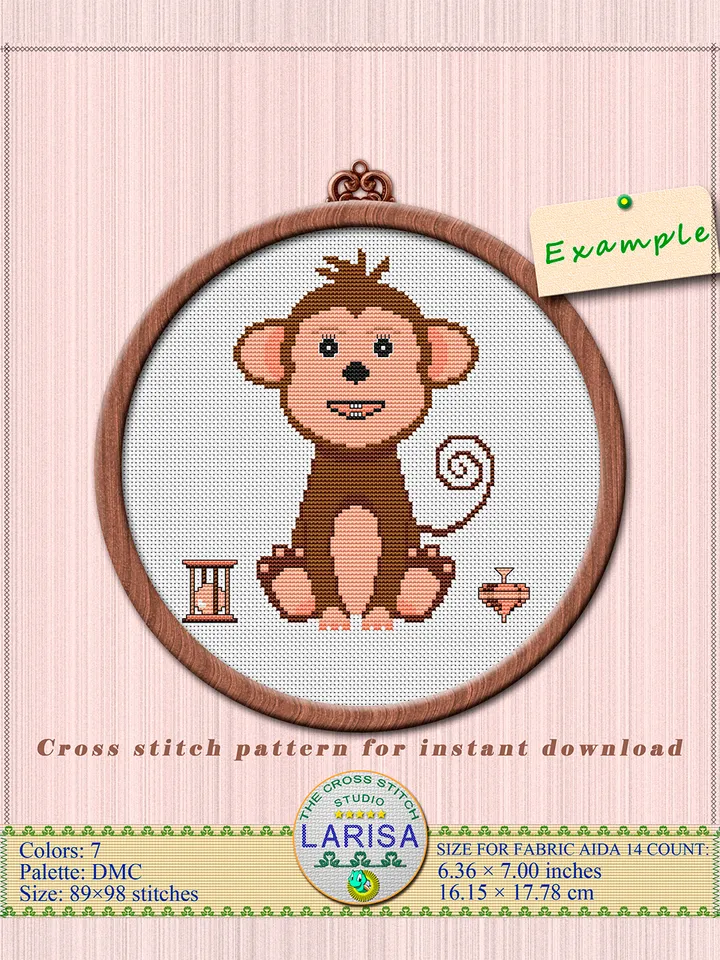 Monkey Cross Stitch Pattern | Charming Tailed Monkey Design