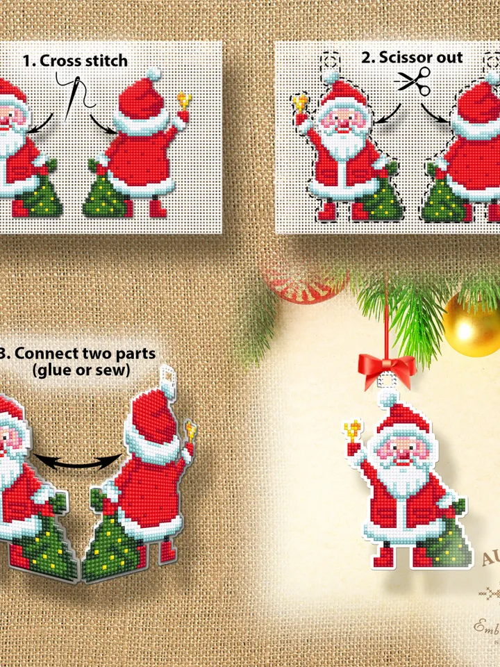 Christmas gingerbread house cross stitch pattern PDF download Double-sided Christmas tree decor for plastic canvas, Christmas ornament #N122