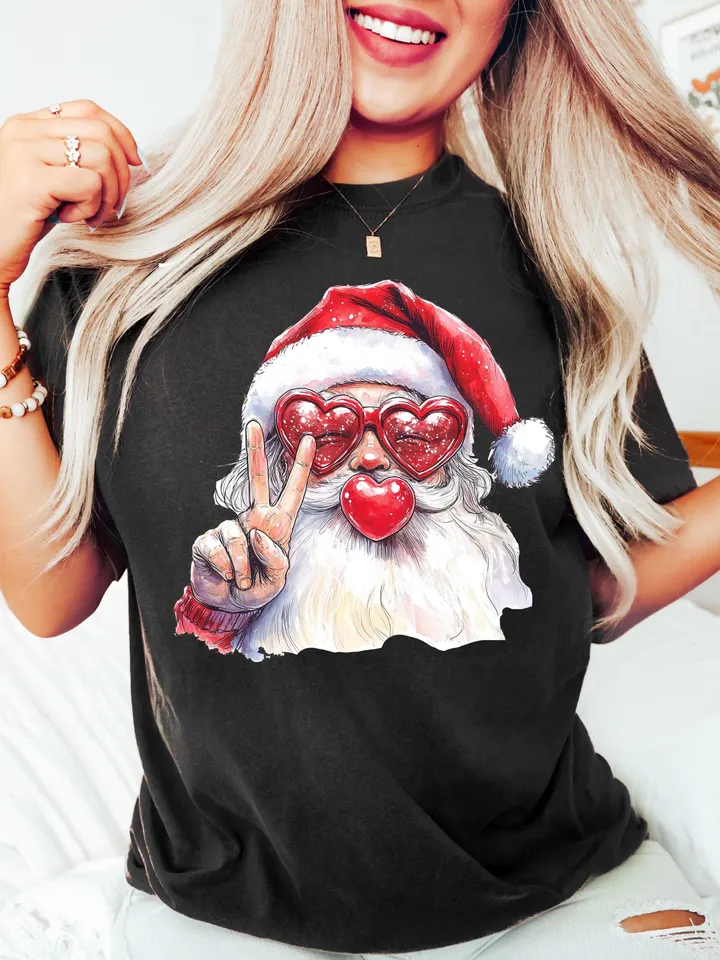 Retro Santa Christmas Blowing Bubble PNG, Vintage Merry Christmas PNG, Funny Santa With Sunglasses Xmas Holiday Sublimation Digital Download