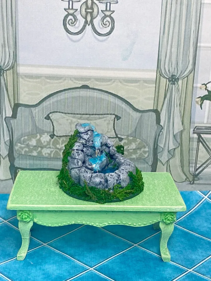 Tabletop fountain for dollhouse. Fountain. Puppet miniature. 1:12. Doll accessories.