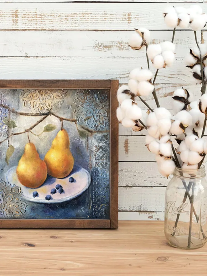 Fruits Original Painting Pears Oil Wall Art Still life Fruits Art