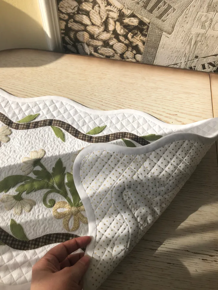Quilted Table topper with Floral Appliqué – Handmade Elegance