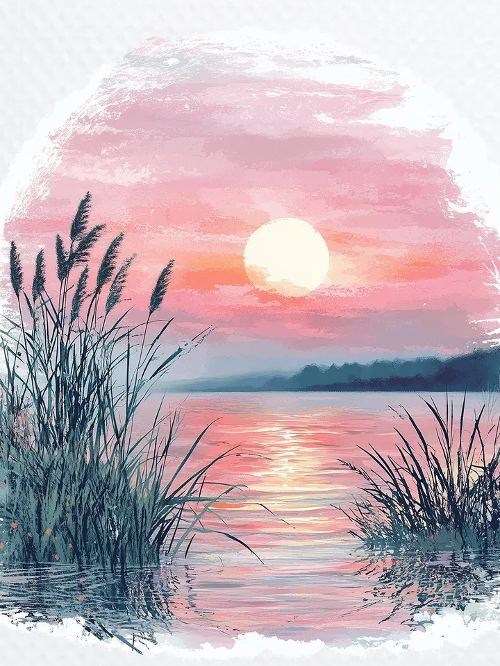 20 Sunset over Lake PNG Clipart Bundle, Lake Sunset clipart, Printable Watercolor Sublimation clipart, Digital download, Paper craft