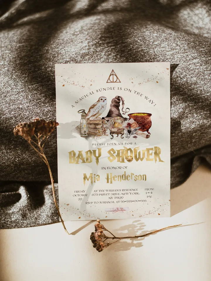 DIY Wizarding World Baby Shower iNVITATION; Magic School Baby Shower Template; School of Wizard Baby Shower invitation template; wh1