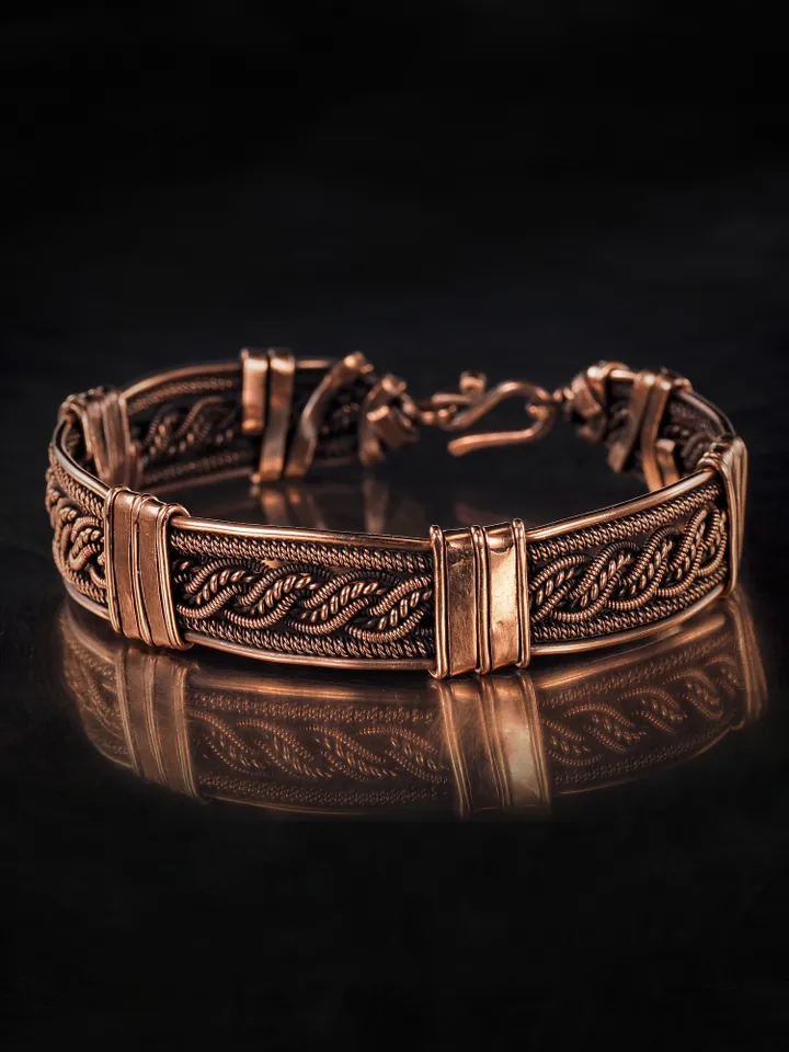 Woven copper wire bracelet Antique style handcrafted copper jewelry Unique gift