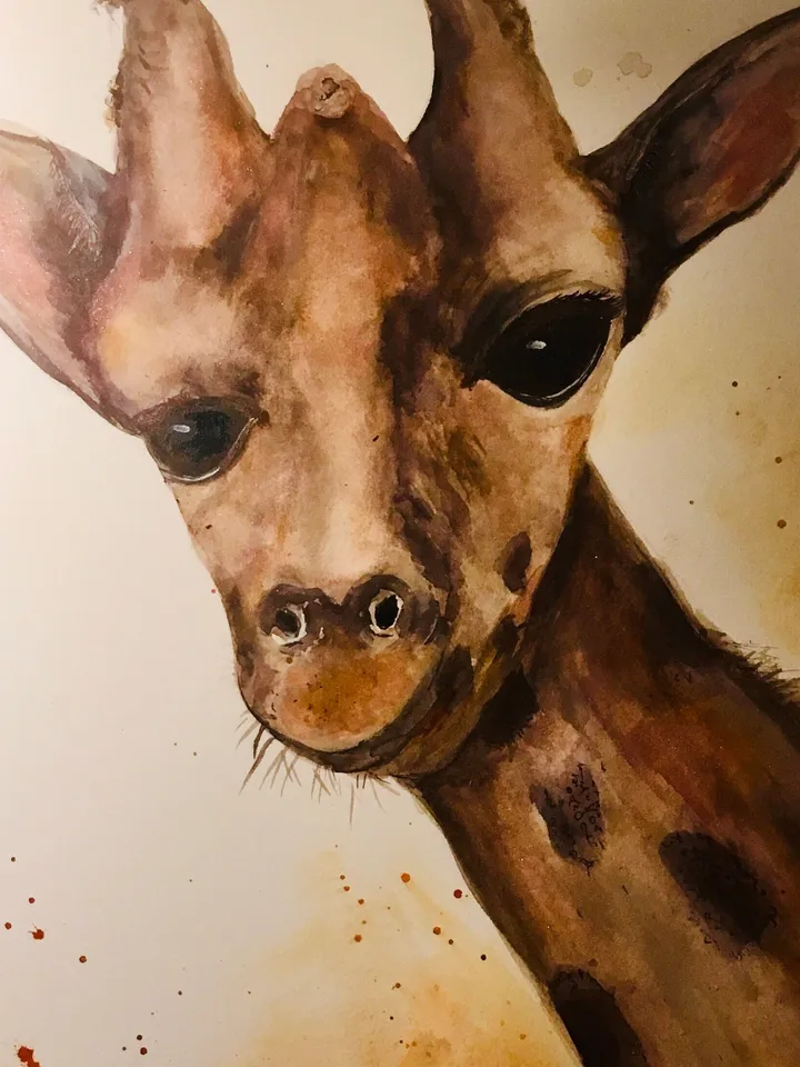 Giraffe original watercolour painting on watercolour paper,kid s room decoration,animals wall art,gift.