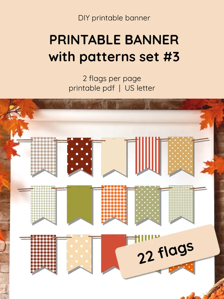 Minimalist Fall Printable Banner. Aesthetic Autumn Garland. Cozy Wall Decoration. Holiday printable. Printable fall decoration. Thanksgiving table decor. Printable flags. Fall printable set