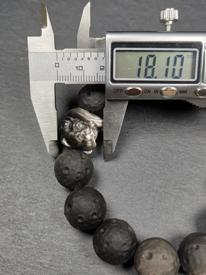 Gandhanra Old Tibetan Obsidian Wrist Mala, 0.6" Gradient Moon Ball Prayer Beads Bracelet,8 inches Circumference