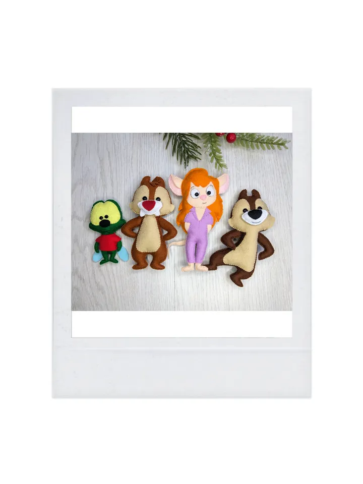 Chip 'n Dale Rescue Rangers. Gadget Hackwrench. Zipper the Fly. Set of felt toys for children