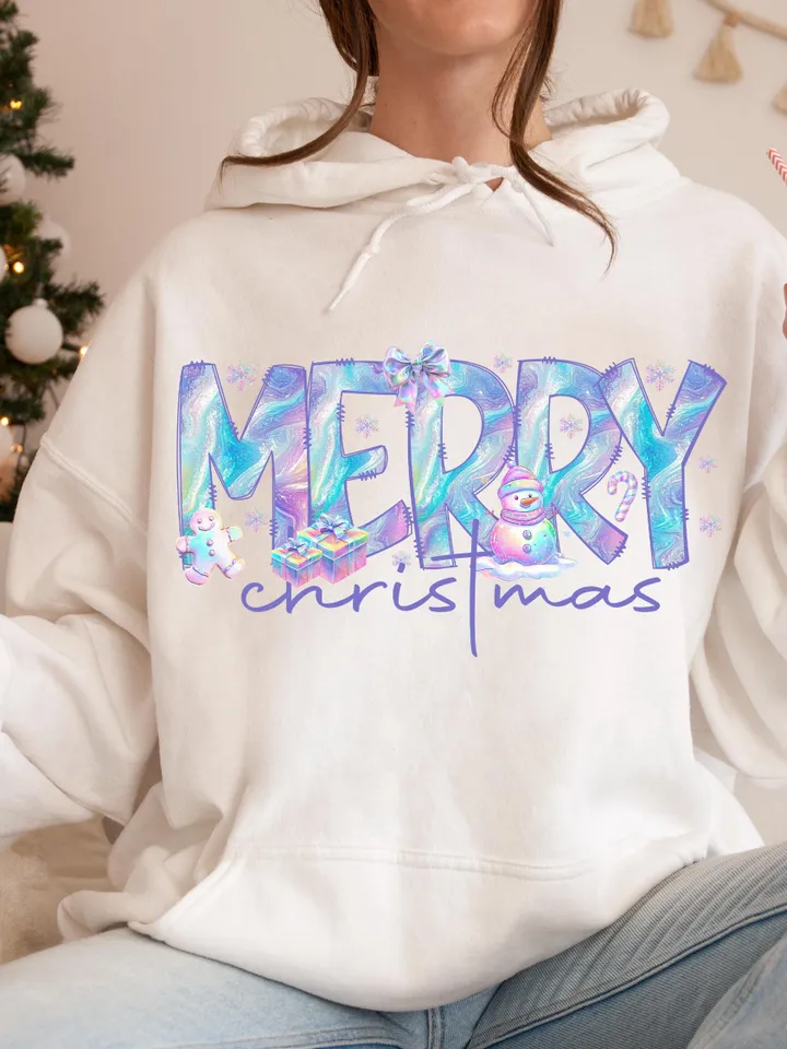 Merry Christmas Iridescent Png, Merry Doodle, Iridescent Stars Sublimation Christmas Shirt Design, Digital Download | Neon Christmas png