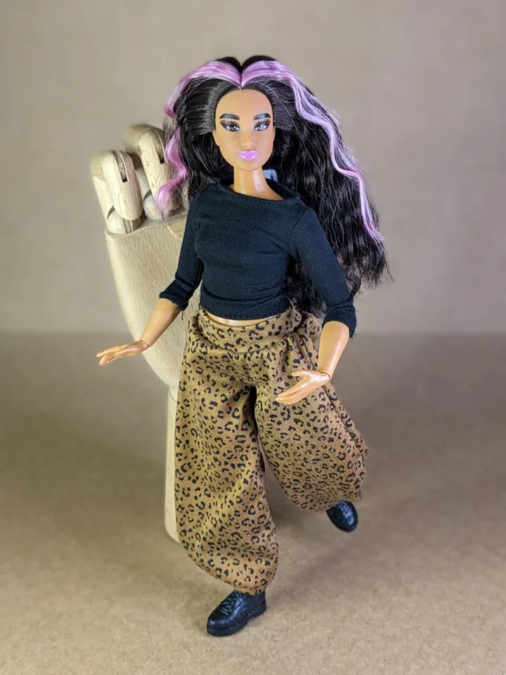 Handmade leopard printed hippie pants for 1/6 scale fashion female dolls