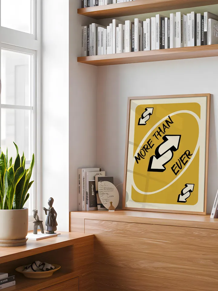 More Than Ever play Reverse Card Wall Art Funny Meme Poster Digital Download Yellow Black Typography Pop Culture Print Game Room Meme Decor