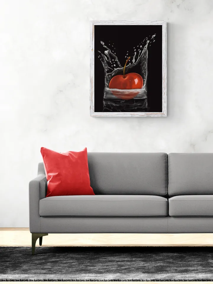Cherry digital art illustration, Cherry painting aesthetic, Cherry drawing aesthetic