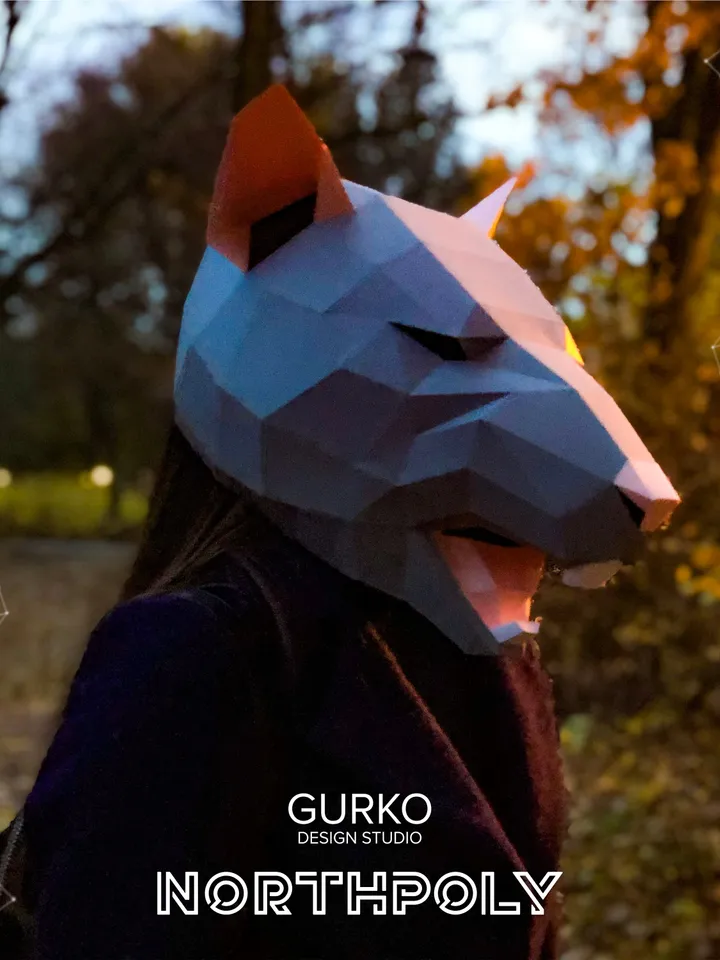 Evil Rat Mask Papercraft, Mouse, Digital Template, PDF Download, Gurko, 3D Low Poly Animal Mask, DIY Origami, Pepakura, Paper Mask, Costume