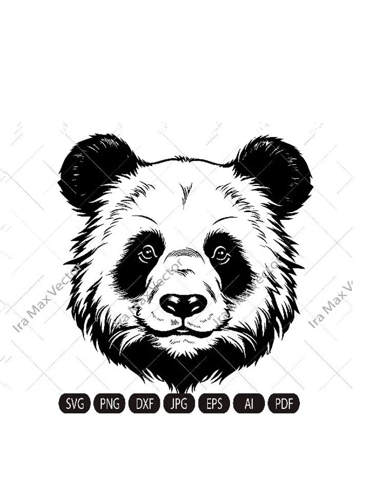 Panda Svg, Panda Clipart, Panda Png, Panda Head, Panda face svg, Panda Silhouette, Animals Silhouette