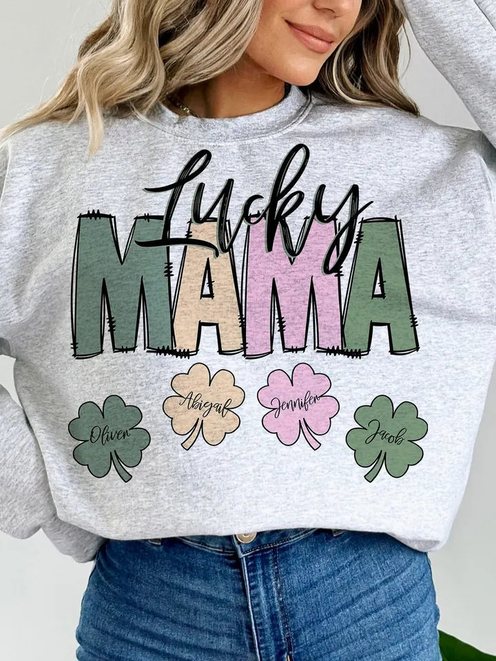Lucky Mama St. Patrick’s PNG Sublimation Design, Mama St. Patrick's Day Png, Shamrock Png, Retro Mama Png, Clover Png, Sublimation Design