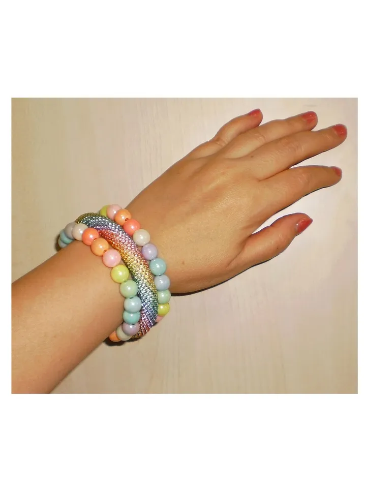 Tutorial wire wrapped bracelet, pattern of a "Victory" bracelet with memory wire, Beaded rope, Double bead crochet, PDF