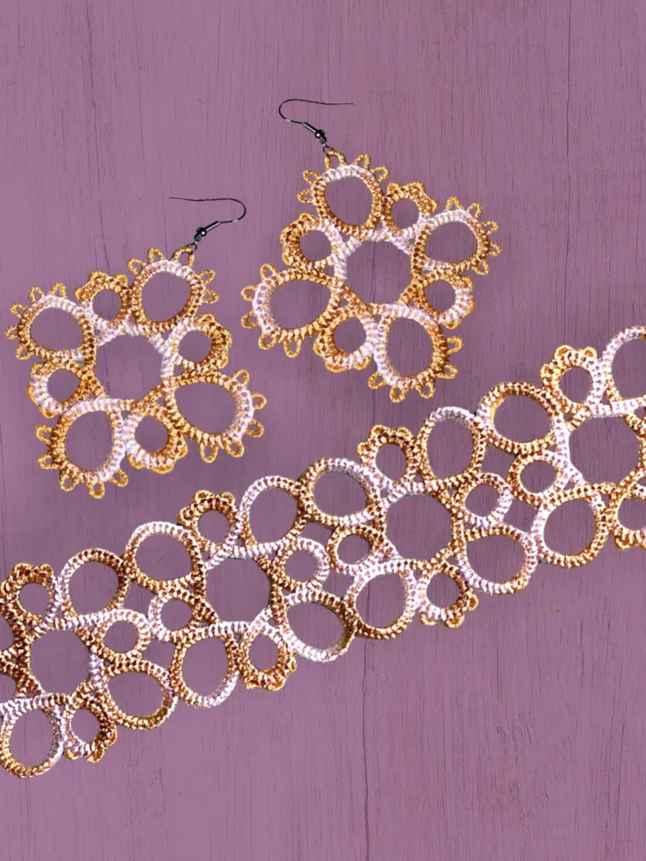Free Standing Lace Braselet Earrings Tatting set machine embroidery design FSL pattern digital embroidery design jewerly embroidery motif