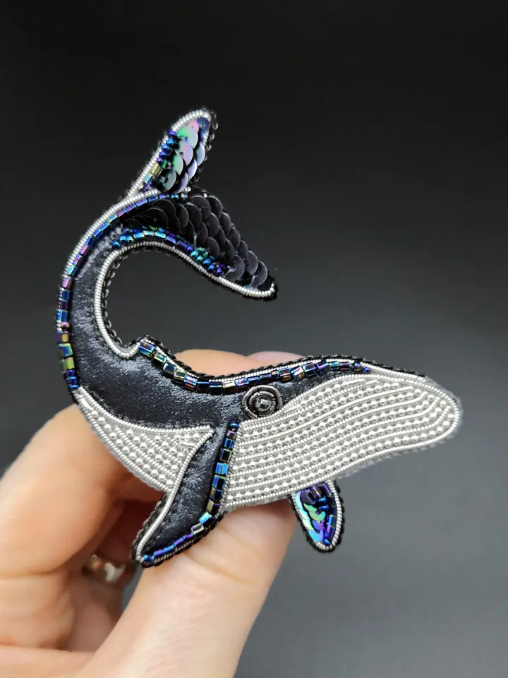 Blue whale brooch