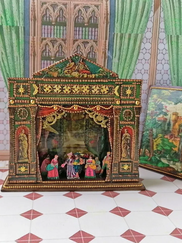 Puppet show. Miniature. Handmade. 1:6. Height 4.13 inches.