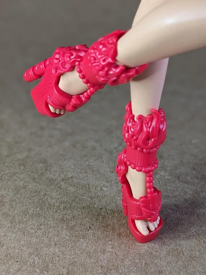 Red fire sandals with high heels for 10.5 inch female dolls (MH, EAH)