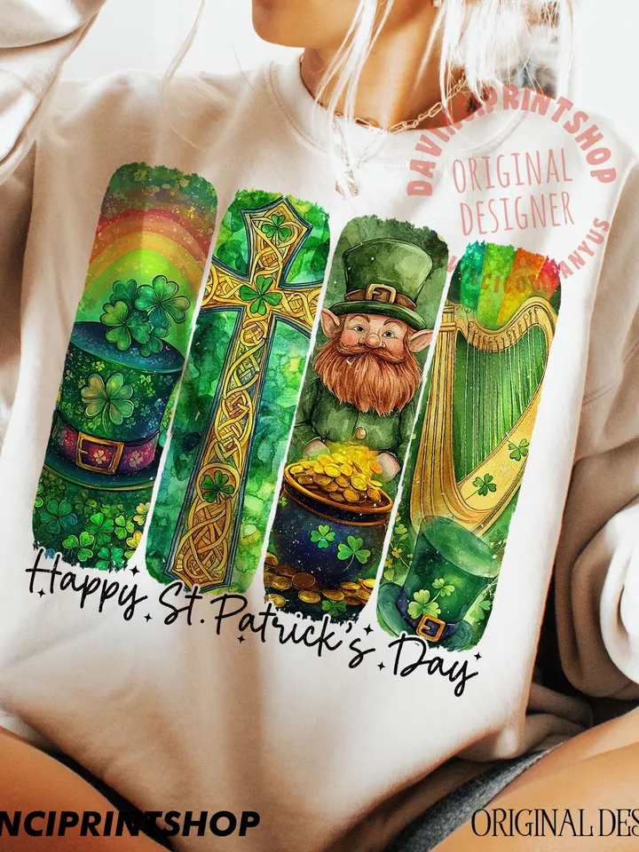 Retro St Patrick's Day PNG, St Patrick's png, Lucky png, Shamrock PNG, Irish Png, Leprechaun Png, Clover png, Green day, Digital Download
